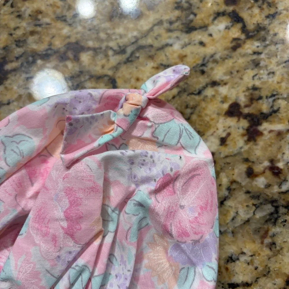 Vintage Style Baby Bonnet Pastel Floral Ruffle Sun Hat Pink Purple Cottagecore